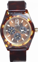 Guess Watches : W11164L1 Quartz Brow Dial Stainless Steel Case With Brown Leather Strap Women Watch