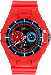Guess Watches : W11171G2 Quartz Analog Day Date Red Silicone Strap Men Watch