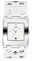 Guess Watches : W11508L2 Quartz Analog White Leather Women Watch