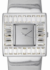 Guess Watches : W11524L1 Quartz Analog Crystal Bezel Silver Leather Women Watch
