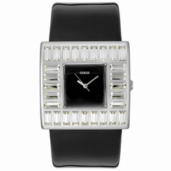 Guess Watches : W11524L5 Quartz Black Dial Stainless Steel Case With Black Leather Strap Women Watch