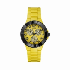 Guess Watches : W11594G6 Quartz Yellow Dial Stainless Steel Case With Yellow Policarbonate Strap Men Watch