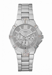 Guess Watches : W11624L1 Quartz White Dial Aluminum Case With White Aluminum Bracelet Women Watch