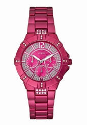 Guess Watches : W11624L4 Quartrz Pink Dial Stainless Steel Case With Pink Stainless Steel Bracelet Women Watch