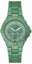 Guess Watches : W11624L6 Quartz Green Dial Stainless Steel Case With Green Stainless Steel Bracelet Women Watch