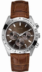 Guess Watches : W12004G2 Quartz Chronograph Brown Leather Men Watch