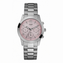 Guess Watches : W12086L2 Quartz Pink Dial Stainless Steel Case And Bracelet Women Watch