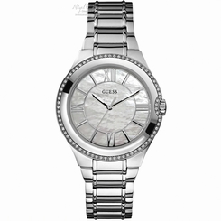 Guess Watches : W12117L1 Quartz White Mother Of Pearl Dial With Stainless Steel Case And Bracelet Women Watch