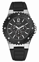Guess Watches : W12582G1 Quartz Analog Day Date Black Silicone Men Watch