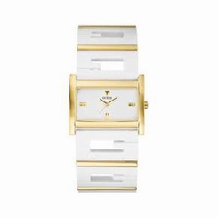 Guess Watches : W12587L1 Quartz White Dial Stainless Steel Case With White And Gold Stainless Steel Bracelet Women Watch