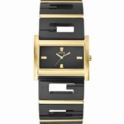 Guess Watches : W12587L2 Quartz Black Dial Gold Tone Stainless Steel Case With Black And Gold Stainless Steel Bracelet Men Watch
