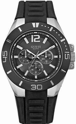 Guess Watches : W12597G1 Quartz Analog Black Silicone Men Watch
