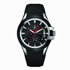 Fake AAA Guess Watches : W12621G1 Quartz Black Dial Stainless Steel Case With Black Rubber Strap Men Watch Watch