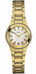 Guess Watches : W12654L1 Quartz White Dial Gold And Stainless Steel Case And Bracelet Women Watch