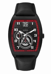 Guess Watches : W13579G2 Quartz Black Dial Stainless Steel Case With Black Leather Strap Men Watch