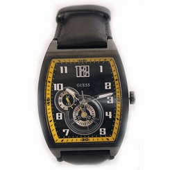 Guess Watches : W13579G4 Quartz Analog Black Leather Men Watch