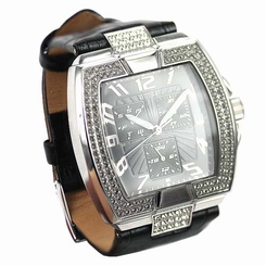Guess Watches : W14515L1 Quartz Analog Day Date Crystal Bezel Black Leather Women Watch