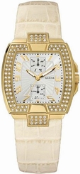 Guess Watches : W14525L1 Quartz Analog Day Date Crystal Bezel Beige Leather Women Watch