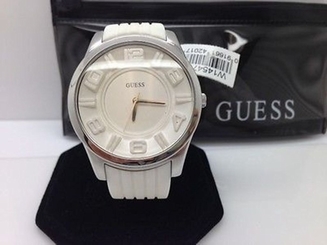 Guess Watches : W14547G1 White Dial Rubber Band Women Watch