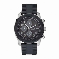 Guess Watches : W14557G1 Quartz Black Dial Stainless Steel Case With Black Silicone Strap Men Watch