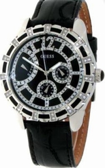 Guess Watches : W15054L2 Black leathertrap Black Dial Series Women Watch