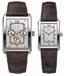 Guess Watches : W15060P1 Quartz White Dial Stainless Steel Case With Brown Leather Strap Women Watch