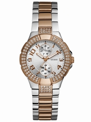 Guess Watches : W15072L2 Quartz Silver Dial Rose Gold And Stainless Steel Case With Rose Gold And Stainless Steel Bracelet Women Watch