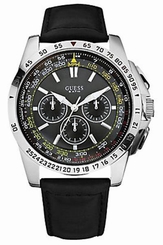 Guess Watches : W16559G1 Quartz Chronograph Black Leather Men Watch