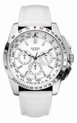 Guess Watches : W16559G4 Quartz Chronograph Date White Leather Men Watch