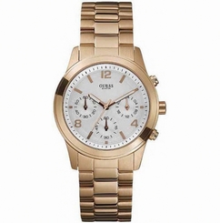 Guess Watches : W16571L1 Quartz White Dial Rose Gold Plated Women Watch