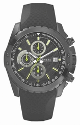 Guess Watches : W17540G1 Quartz Black Dial Stainless Steel Case With Black Silicone Strap Men Watch