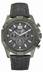 Guess Watches : W19531G1 Quartz Gray Dial Stainless Steel Case With Gray Leather Strap Men Watch