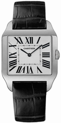Cartier Watches : W2007051 Manual Winding Polished 18k White Gold Silver With Roman Numeral Hour Markers Dial Black Crocodile Leather Band Men Watch
