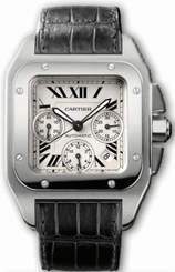 Cartier Watches : W20090X8 Calibre 8630 Automatic Stainless Steel Silver Opaline Chronograph With Roman Numerals Dial Black Alligator Band Men Watch