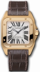 Cartier Watches : W20108Y1 Automatic 18kt Rose Gold Black Dial Crocodile Brown Leather Band Men Watch