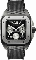 Cartier Watches : W2020005 Automatic Titanium Steel Black Dial Black Fabric Band Men Watch