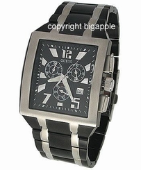 Guess Watches : W25006G1 Quartz Black Dial Stainless Steel Case With Black And White Stainless Steel Bracelet Men Watch