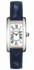 Cartier Watches : W2601956 Quartz 18k White Gold Silver With Roman Numerals Dial Blue Crocodile Leather Band Women Watch