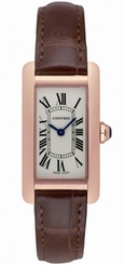 Cartier Watches : W2607456 Quartz 18kt Rose Gold Silver Dial Crocodile Brown Leather Band Women Watch