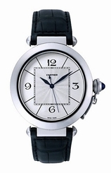 Cartier Watches : W3018751 Automatic 18kt White Gold Silver Dial Black Leather Band Men Watch