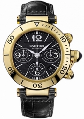 Cartier Watches : W3030017 Automatic 18kt Yellow Gold Black Dial Crocodile Black Leather Band Men Watch