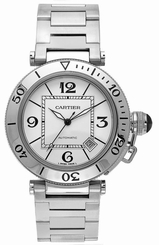 Cartier Watches : W31080M7 Calibre 049 Automatic Stainless Steel Silver With Black Arabic Numerals And Date Between 4 And 5 Dial Brushed Stainless Steel Band Men Watch