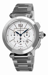 Cartier Watches : W31085M7 Calibre 8100-MC Automatic Brushed Stainless Steel Silver Opaline Chrongraph With Date Between 4 And 5 Dial Brushed Stainless Steel Band Men Watch