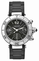 Cartier Watches : W31088U2 Automatic Stainless Steel Black Dial Black Rubber Band Men Watch