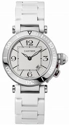 Cartier Watches : W3140002 Quartz Stainless Steel Silver Dial White Rubber Band Women Watch