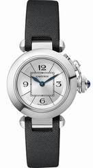 Cartier Watches : W3140025 Quartz Stainless Steel Silver Dial Satin Black Band Women Watch