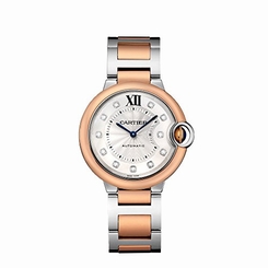Cartier Watches : W3BB0007 Automatic Diamond Dial 18k Rose Gold and Stainless Steel Bracelet Women Watch