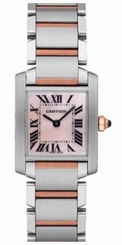 Cartier Watches : W51027Q4 Calibre 057 Quartz Brushed And Polished Stainless Steel Pink Mother Of Pearl With Roman Numerals Dial Brushed And Polished 18k Rose Gold With Stainless Steel Band Women Watch