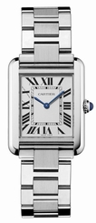 Cartier Watches : W5200013 Calibre 157 Quartz Polished Stainless Steel Silver Roman Numeral Opaline With Blued Steel Hands Dial Brushed And Polished Stainless Steel Band Women Watch