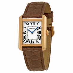 Cartier Watches : W5200024 Quartz Roman Numerals Silver Dial Brown Leather Women Watch